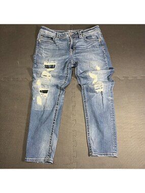 Miss Me Womens Boyfriend Ankle Jeans Distressed Medium Wash Size 29